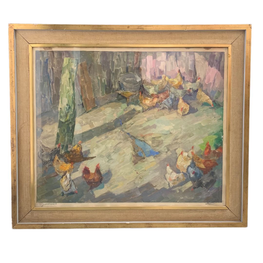 Arte Cuadro Con Vidrio RAFAEL MUÑOZ Figurativo Marco 76cm X 88cm Obra 59cm x 72cm