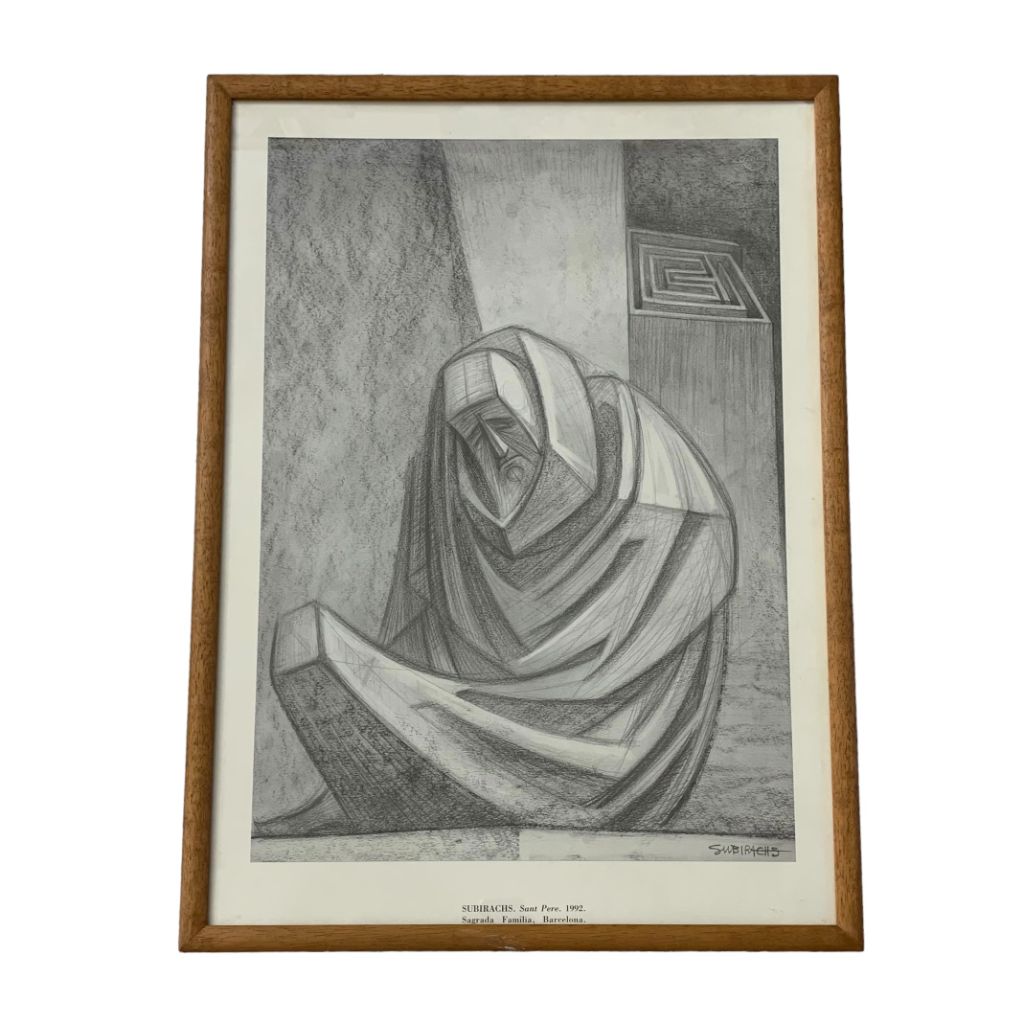 SUBIRACHS Arte Con Vidrio Color Varios Marco 70cm X 51cm Obra 66cm X 47cm