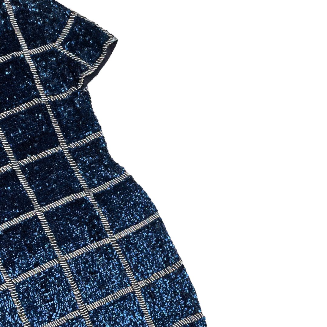 Vestido Manga Corta BALMAIN Color Azul Talle 10