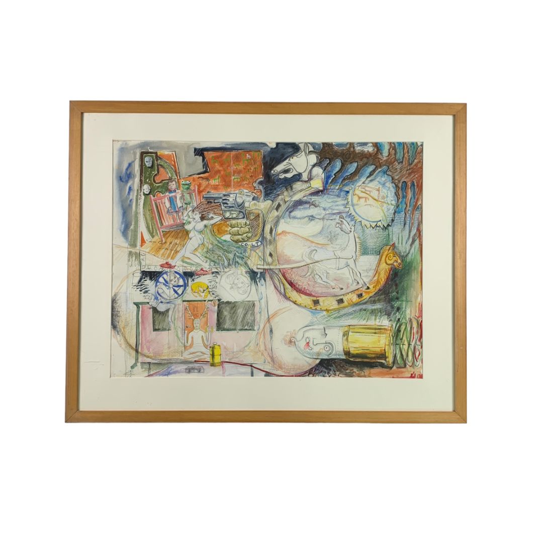 Arte con Vidrio MICHAEL O' SULLIVAN Estilo Figurativo Marco 78 cm X 97 cm Obra 57 cm X 75 cm