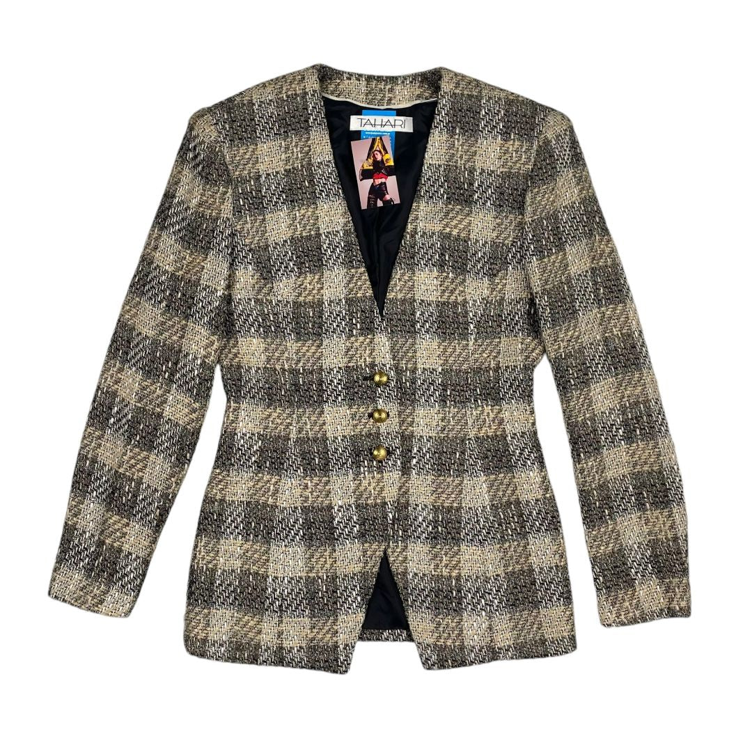 Saco TAHARI Color Varios Escoces Beige Talle 4