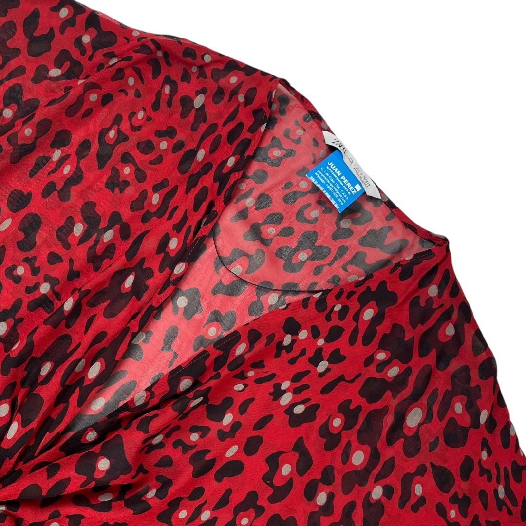 Vestido Manga Corta ZARA Color Rojo Talle S