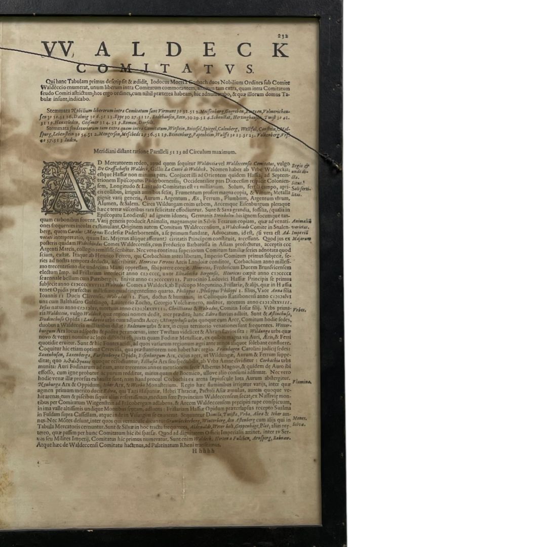 Arte con Vidrio ANONIMO Estilo Cartografia Marco 44 cm X 44 cm Obra 42 cm X 52 cm