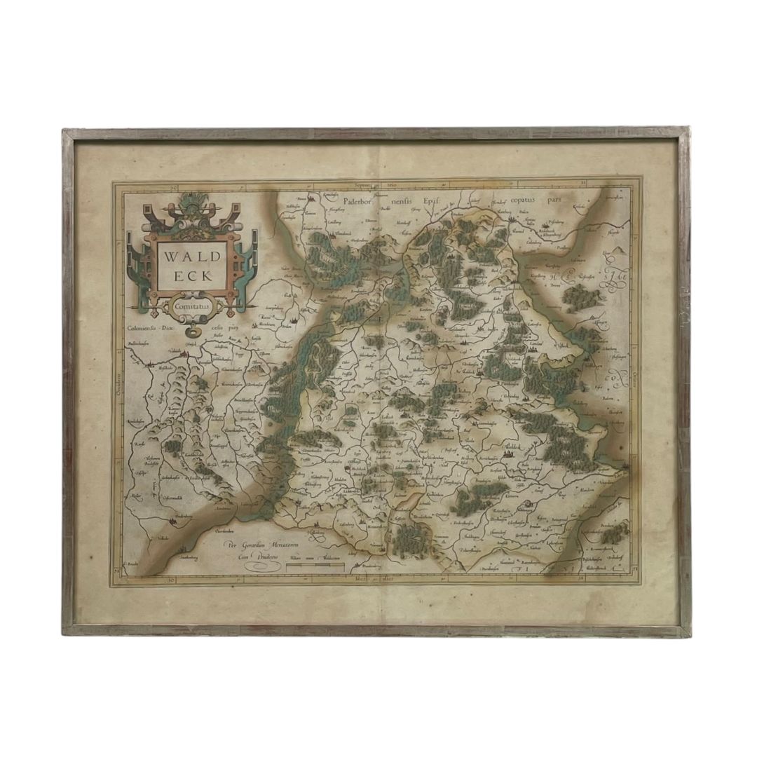 Arte con Vidrio ANONIMO Estilo Cartografia Marco 44 cm X 44 cm Obra 42 cm X 52 cm