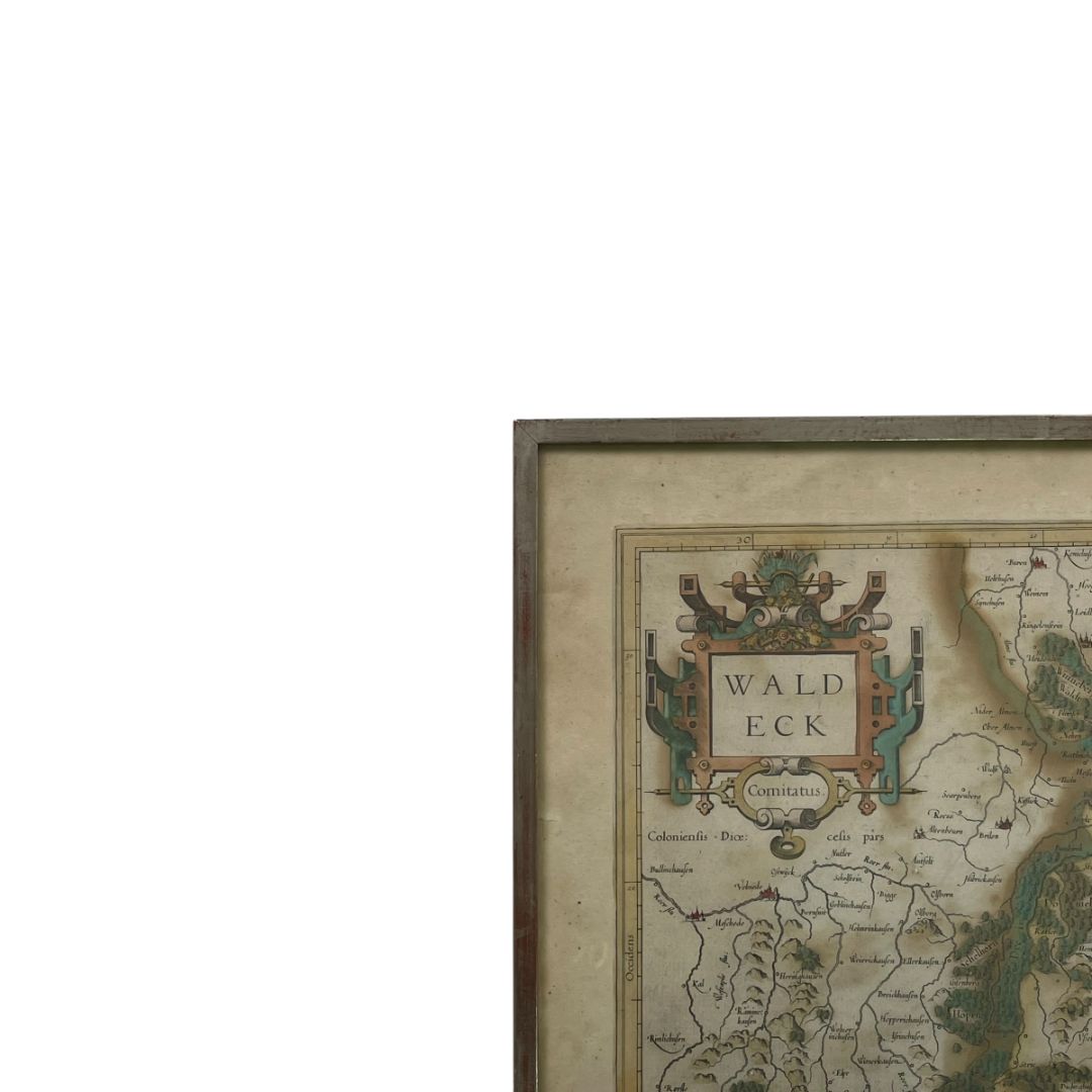 Arte con Vidrio ANONIMO Estilo Cartografia Marco 44 cm X 44 cm Obra 42 cm X 52 cm