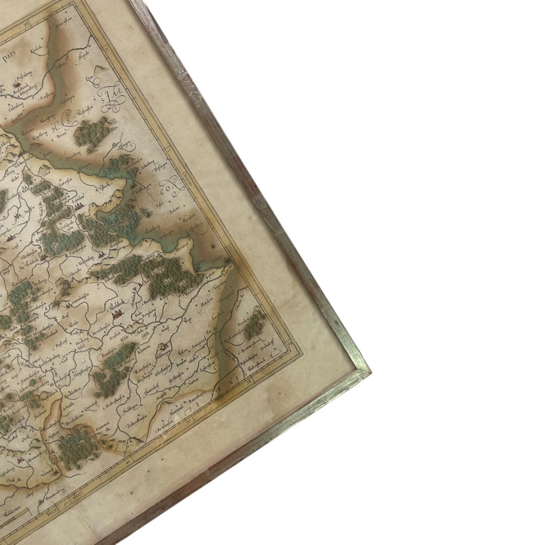 Arte con Vidrio ANONIMO Estilo Cartografia Marco 44 cm X 44 cm Obra 42 cm X 52 cm