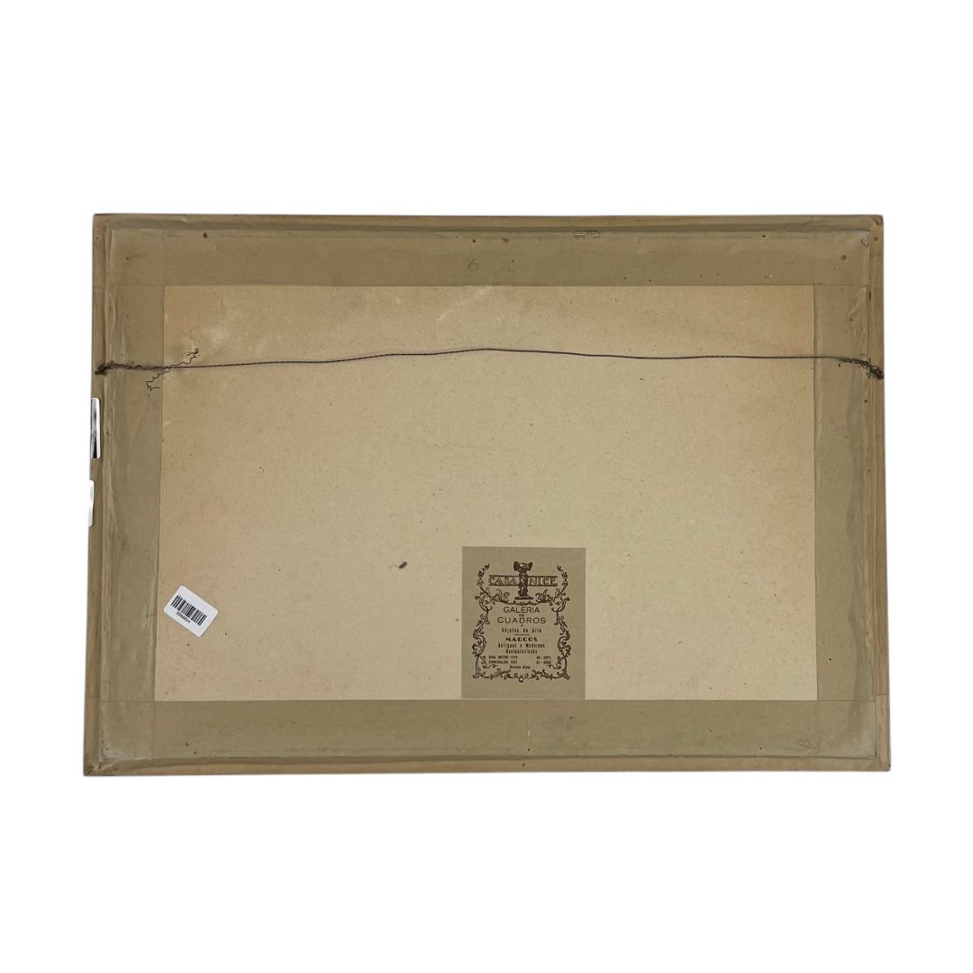 Arte con Vidrio RODRIGUEZ ALCORTA Estilo Figurativo Obra 21 cm X 36 cm Marco 35 cm X 50 cm