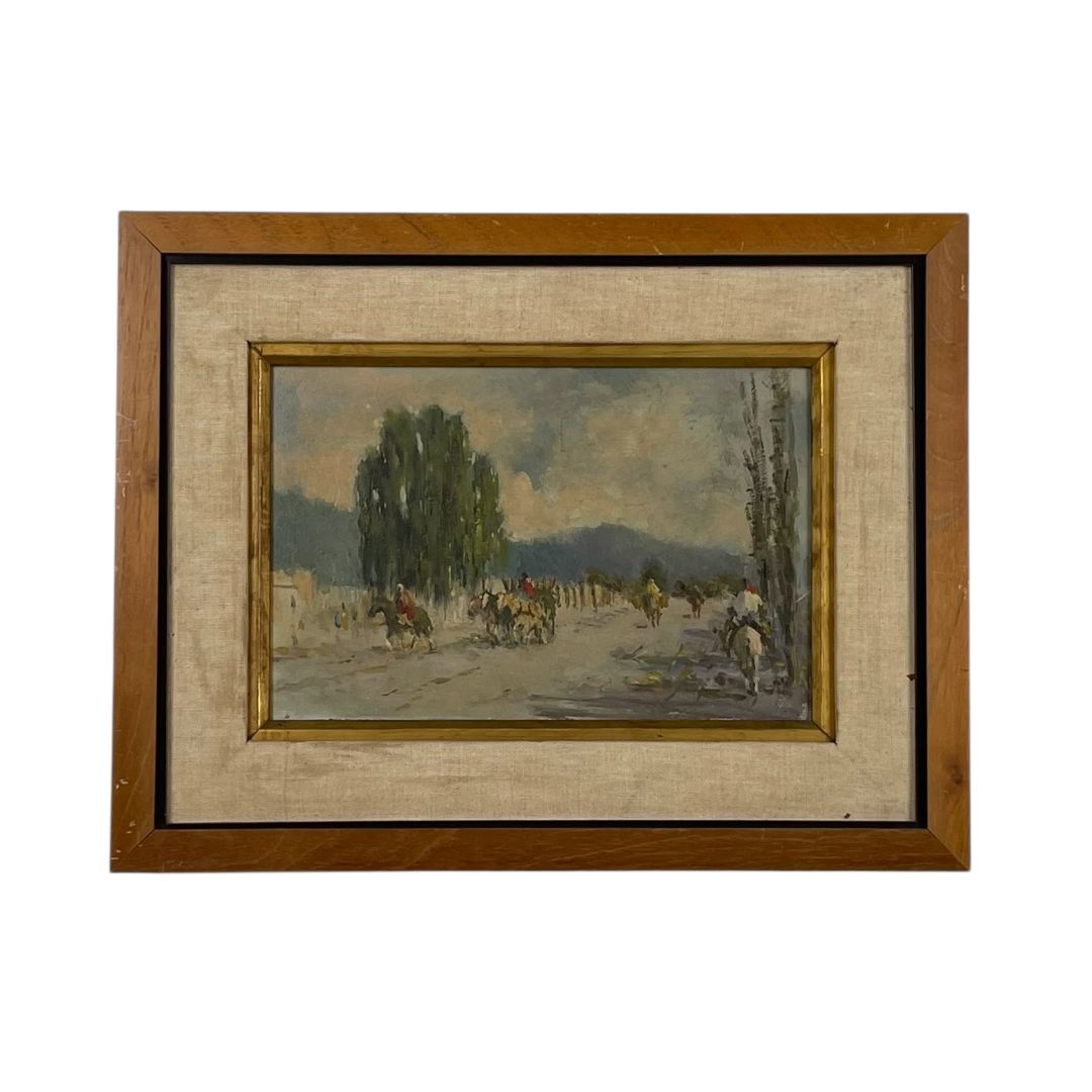 Arte con Vidrio CARLOS DE LA TORRE Estilo Paisajismo Marco 30 cm X 40 cm Obra 17 cm x 26 cm