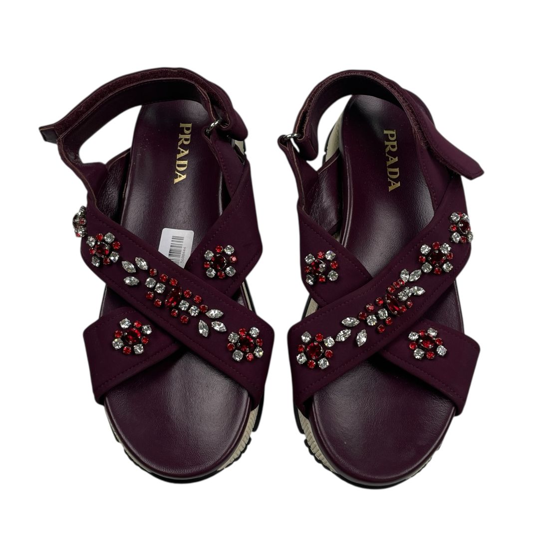 Sandalias PRADA Color Bordeaux Talle 39