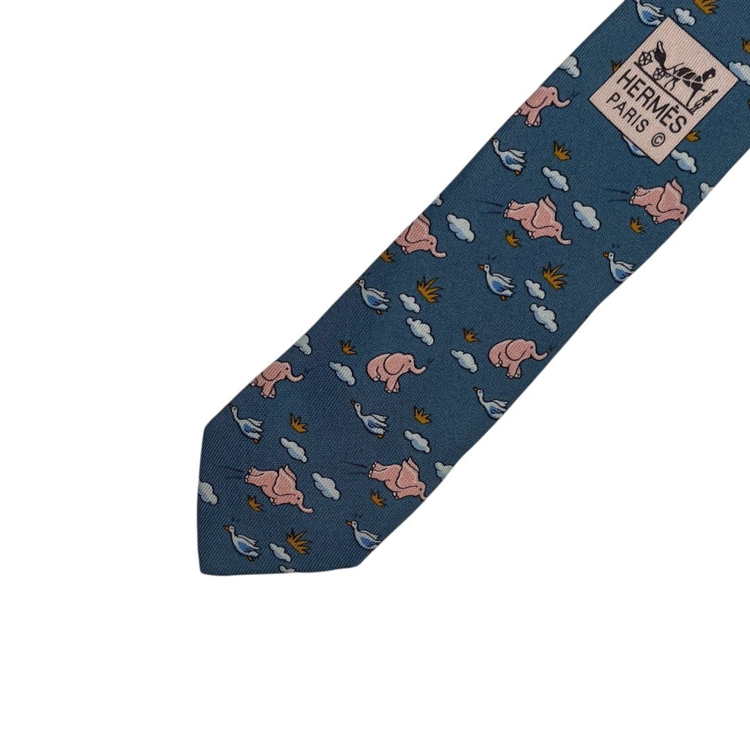Corbata HERMES Color Azul Talle Unico