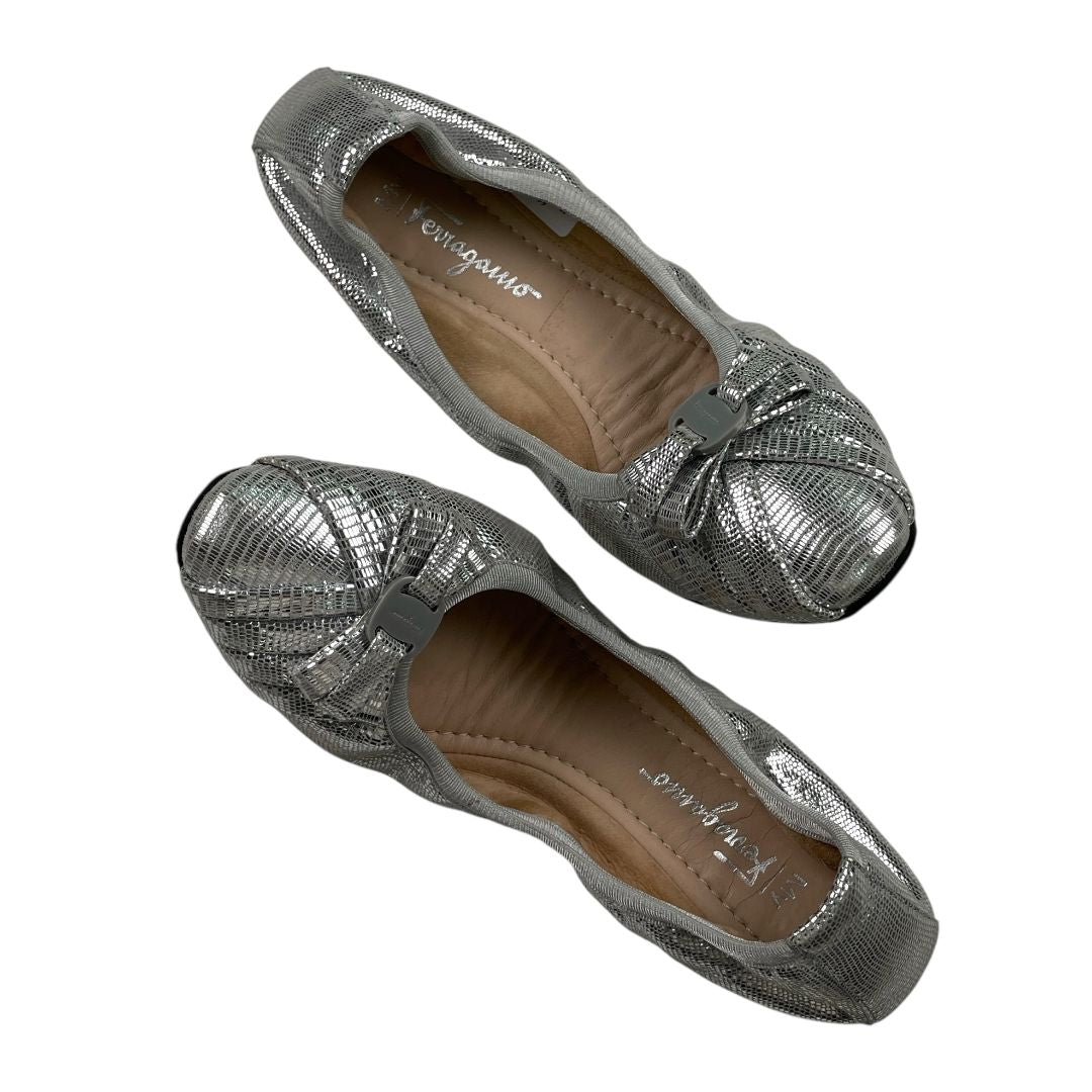 Ballerina FERRAGAMO Color Plateado Talle 35,5