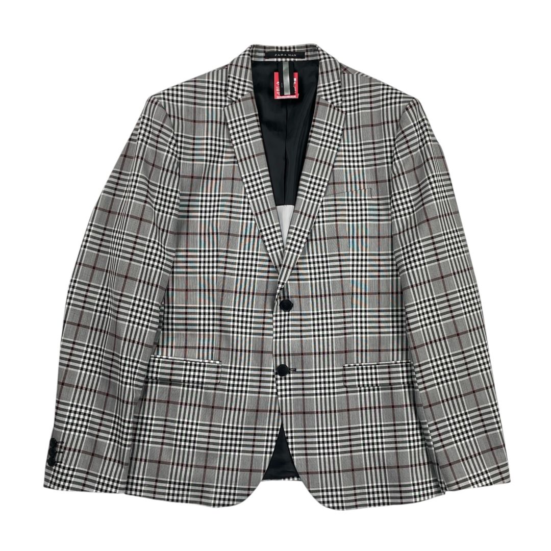 Saco ZARA Color Varios Cuadros Blanco Y Negro Talle 44