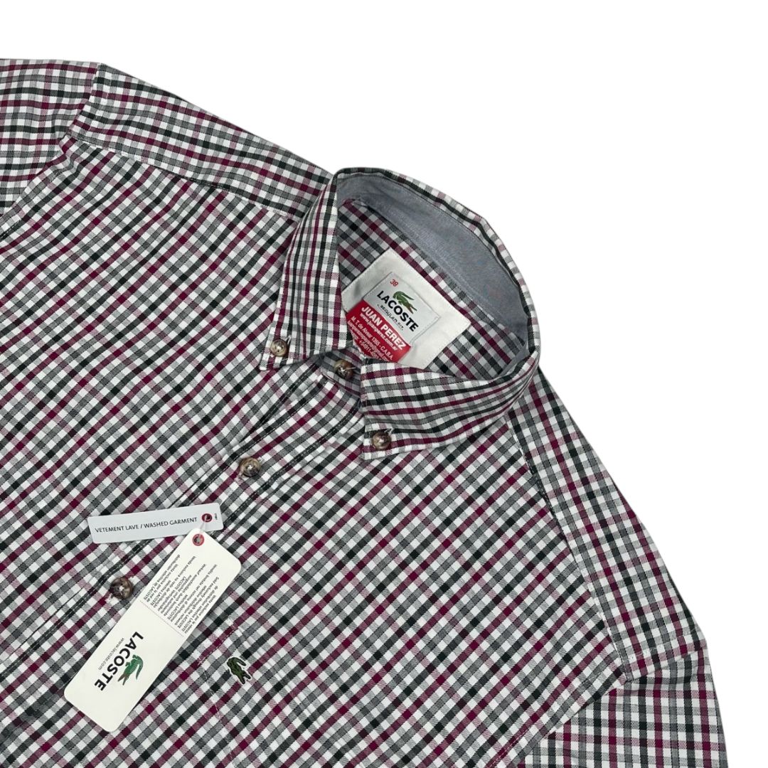 Camisa Manga Larga LACOSTE Color Varios Cuadrille Talle 38