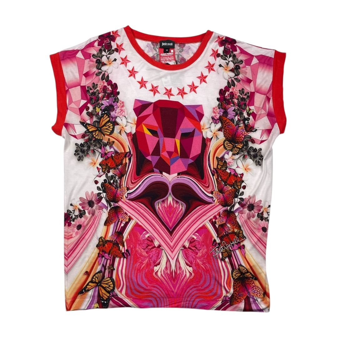 Remera Manga Corta CAVALLI Color Varios Estampado Talle M