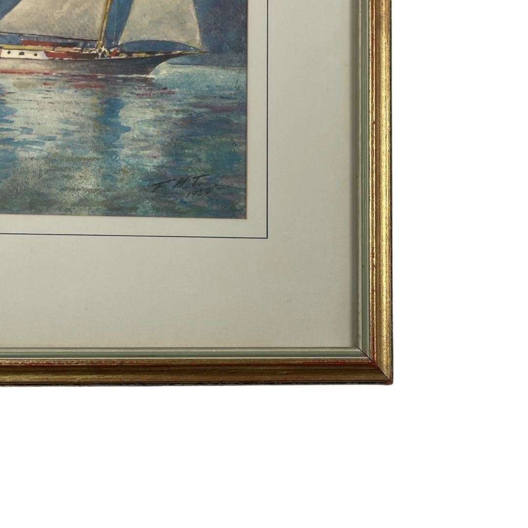 Arte con Vidrio F.H.T. Estilo Figurativo Marco 53 cm X 43 cm Obra 33 cm X 24 cm