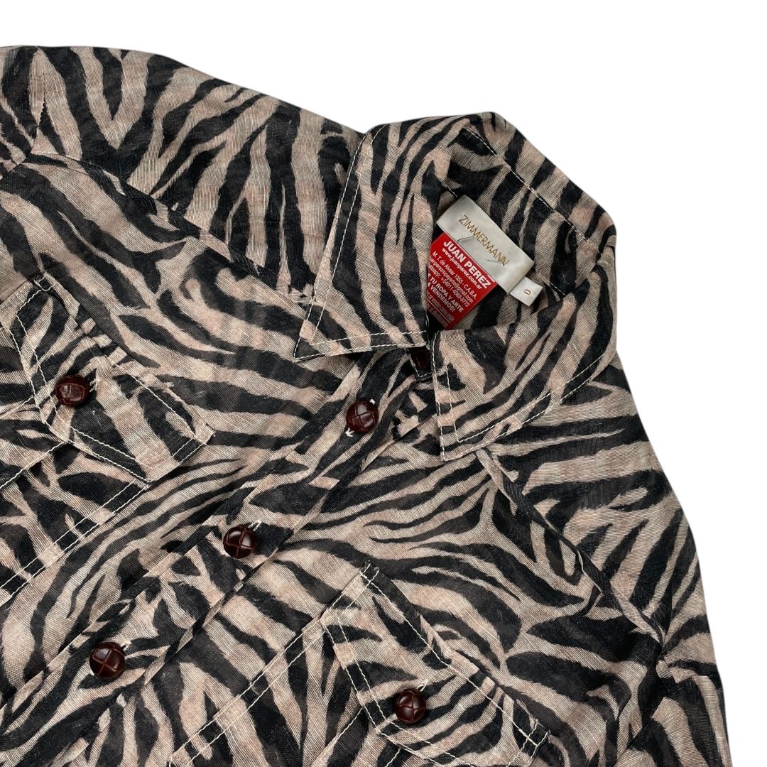 Camisa Manga Corta ZIMMERMANN Color Varios Animal Print Talle 40