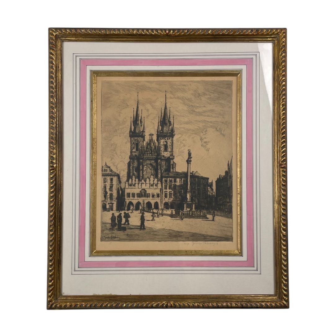 ANONIMO Arte con Vidrio Estilo Antiguo Marco 51 cm X 41 cm Obra 50 cm X 40 cm