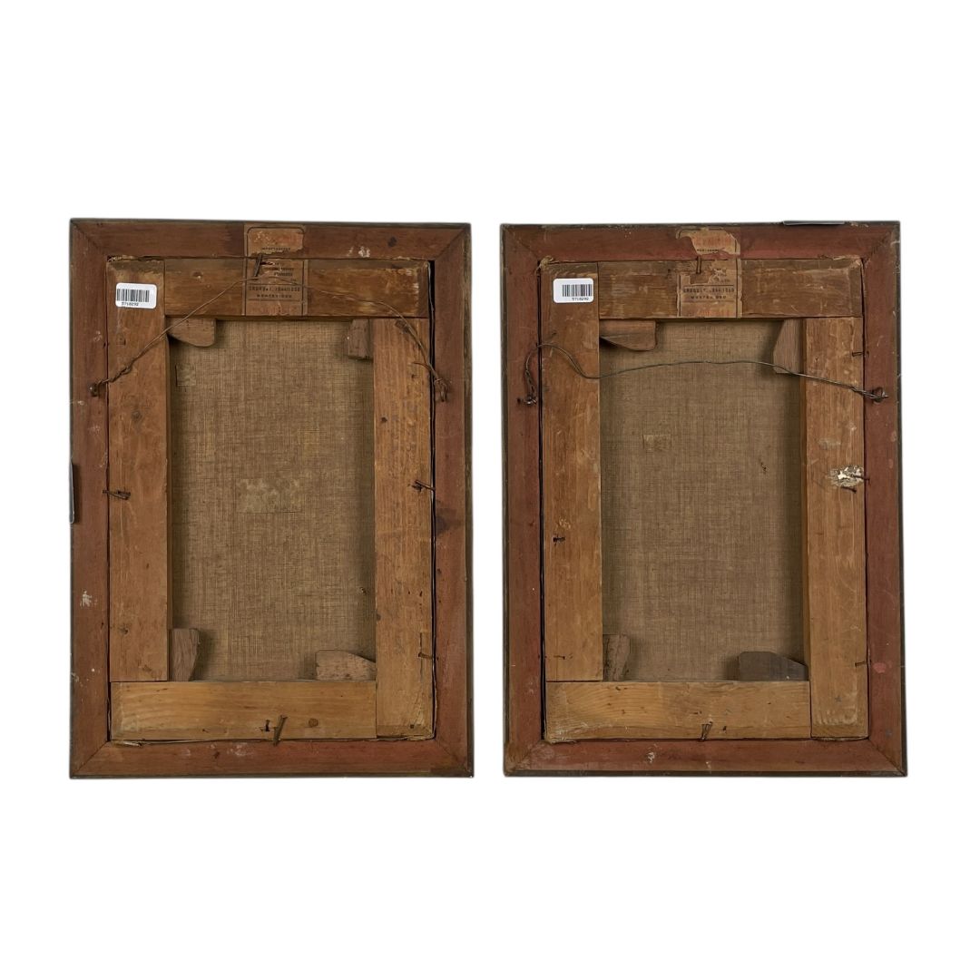 Arte sin Vidrio X2 ANONIMO Estilo Antiguo Marco 35cm X 25cm Obra 29cm X 19cm