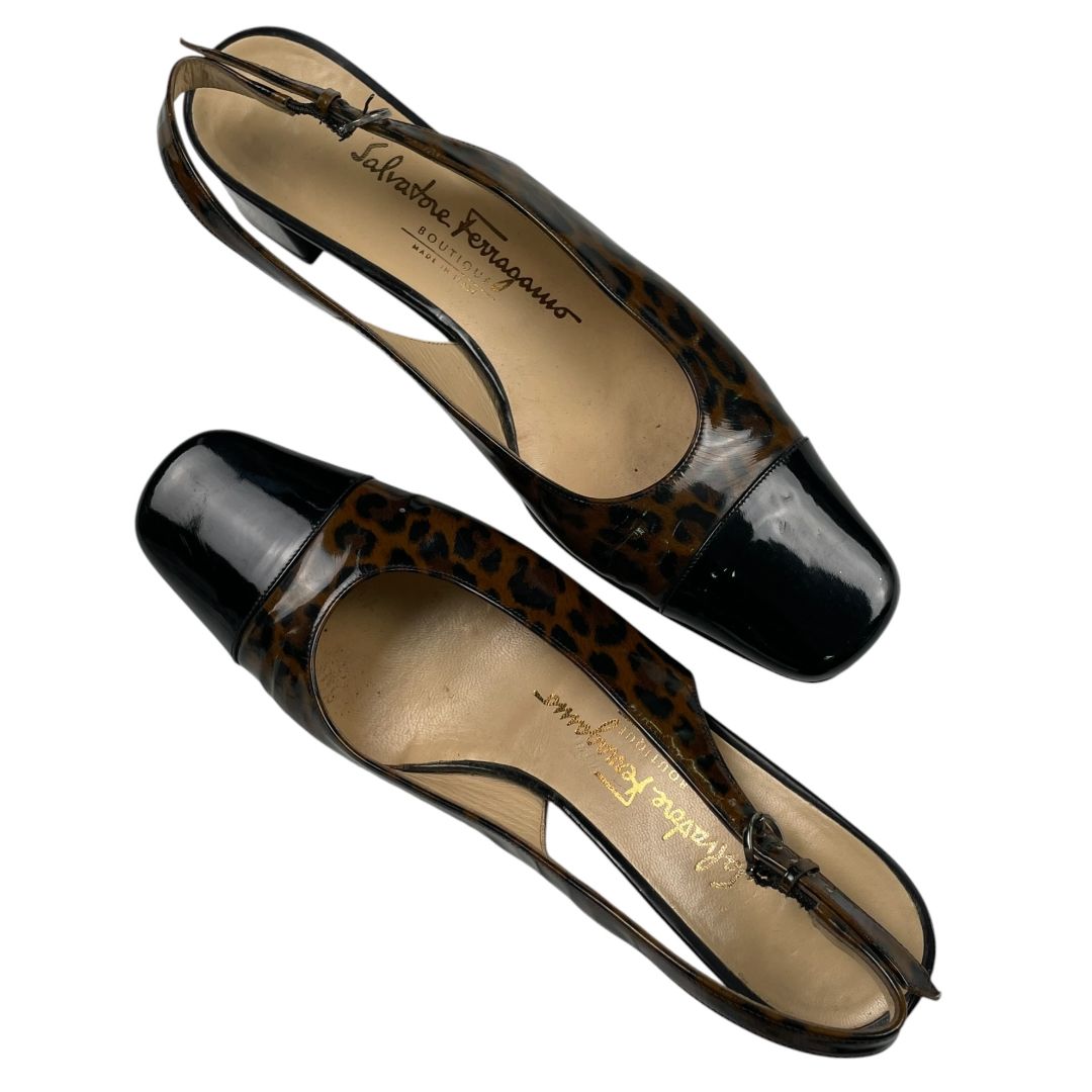 Zapato Taco Bajo FERRAGAMO Varios Animal Print Talle 38