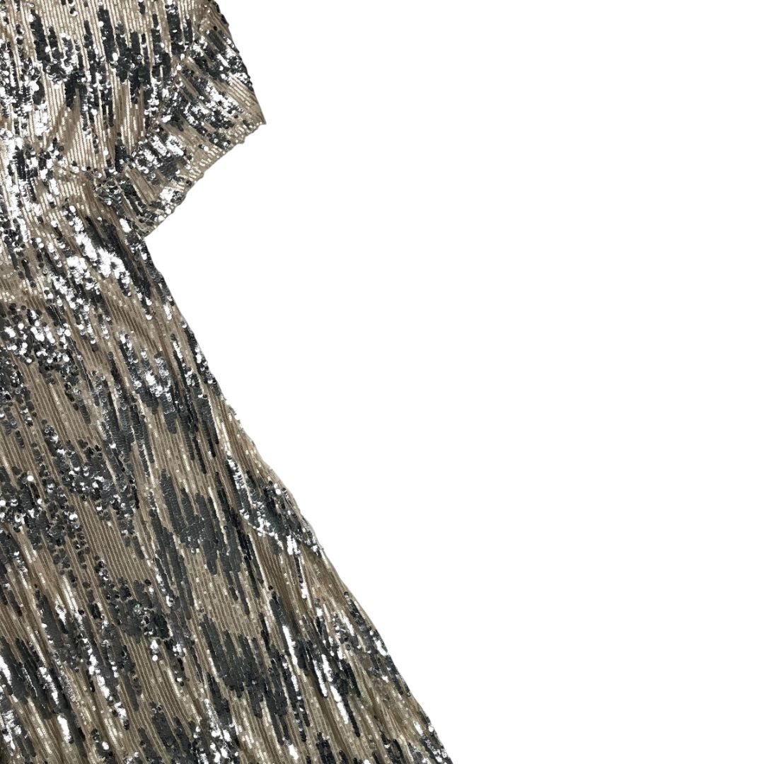 Vestido Manga Larga ZARA Plateado Talle S