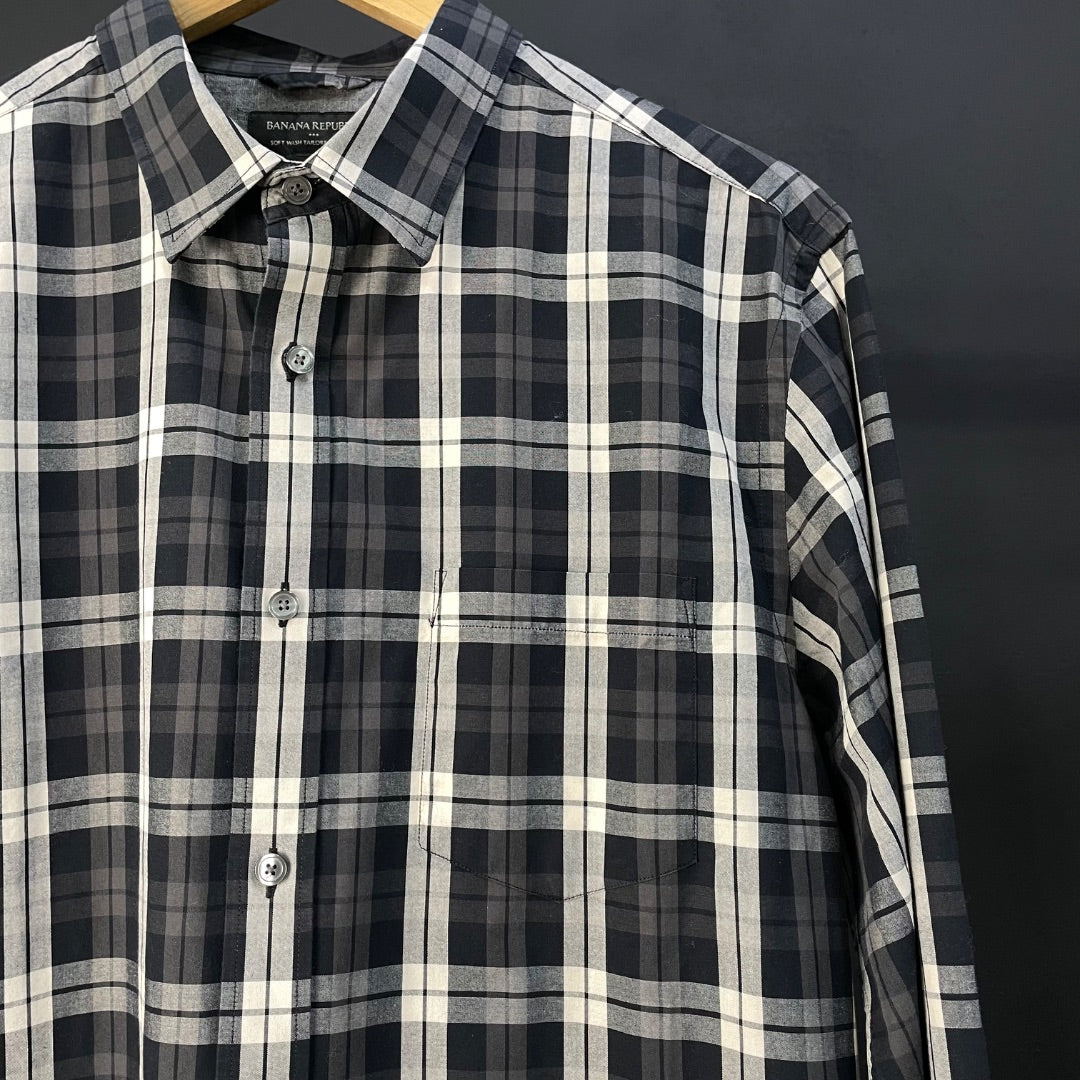 BANANA REPUBLIC Camisa Manga Larga Varios Escoces Talle L