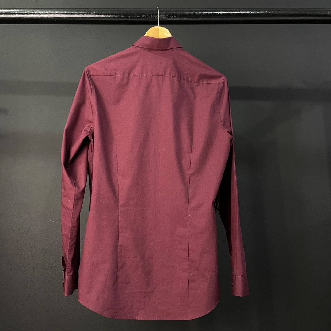 H&M Camisa Manga Larga Bordeaux Talle S