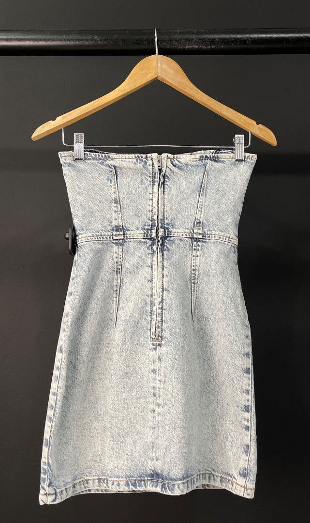 ZARA Vestido Strapless Varios Nevado Talle S