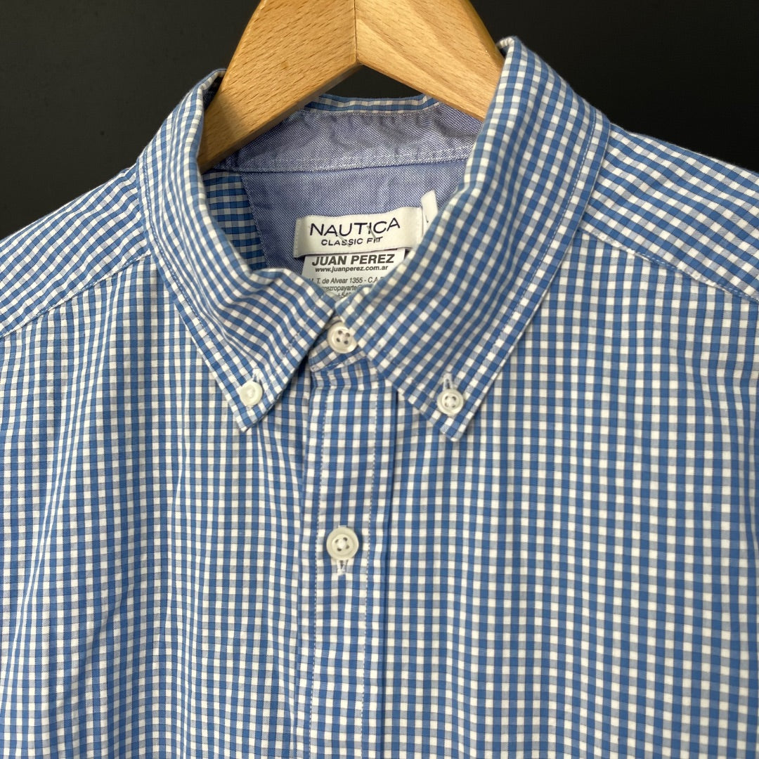 NAUTICA Camisa Manga Corta Varios Cuadrille Talle L