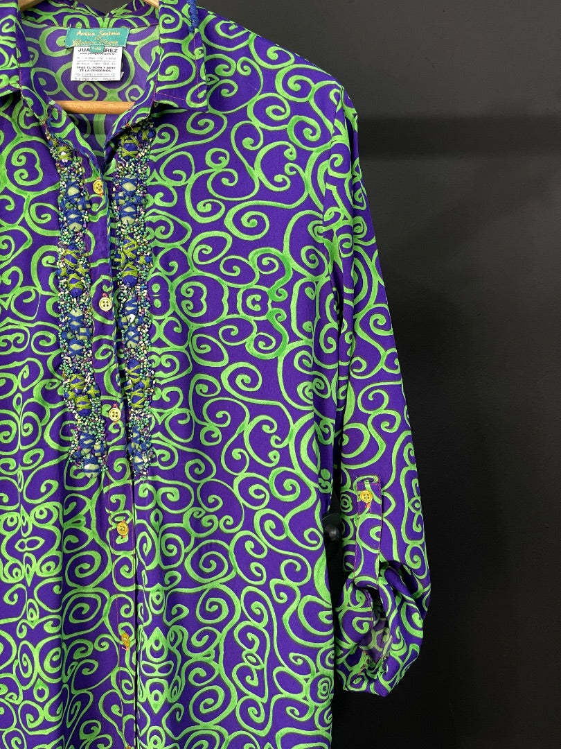 ANTICA SARTORIA Vestido Manga Larga Varios Estampado Talle L