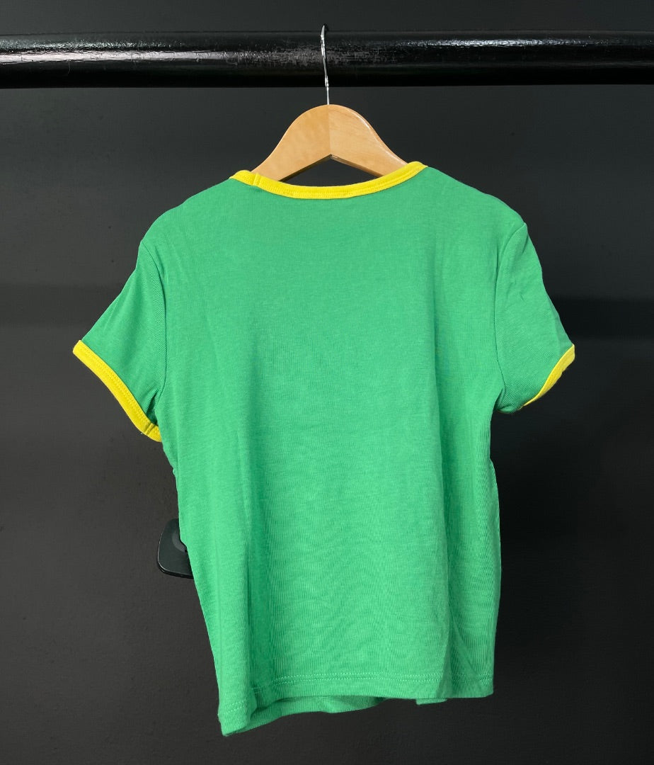 BERSHKA Remera Manga Corta Verde Talle S