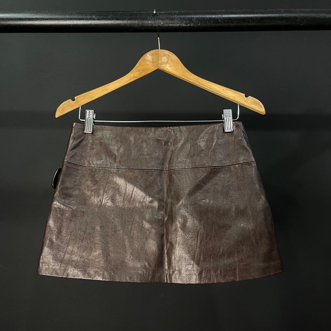 BERSHKA Pollera Mini Marron Talle 34