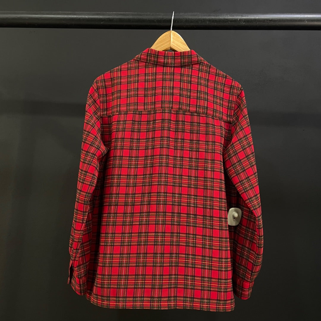 LIZ CLAIBORNE Camisa Manga Larga Varios Escoces Rojos Talle S