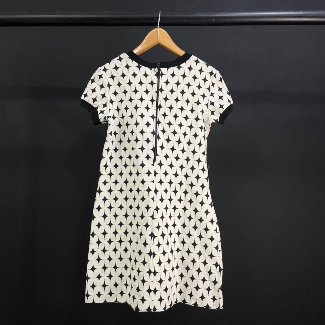 ZARA Vestido Manga Corta Varios Blanco Y Negro Talle M