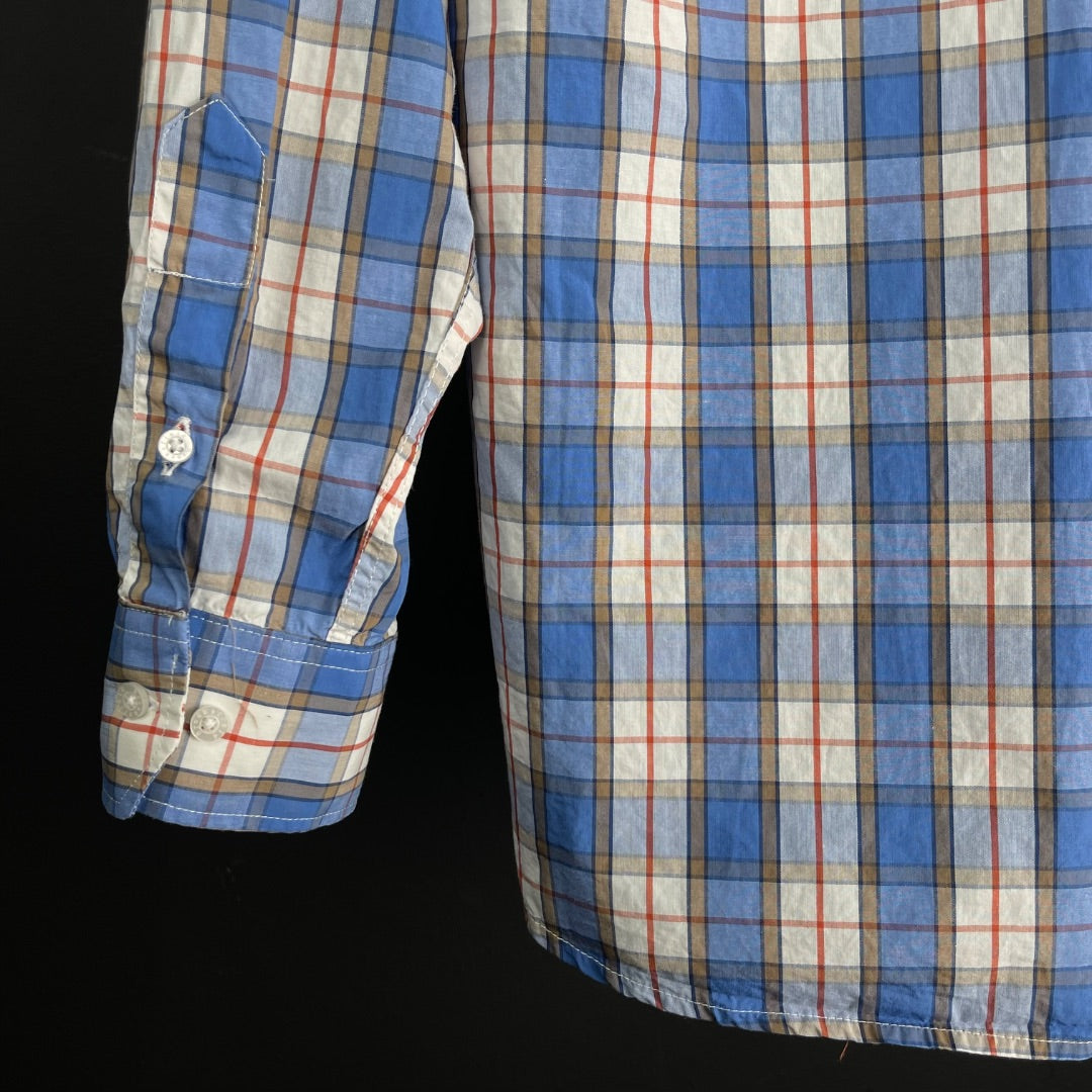 BROOKSFIELD Camisa Manga Larga Varios Cuadros Azules Talle 42