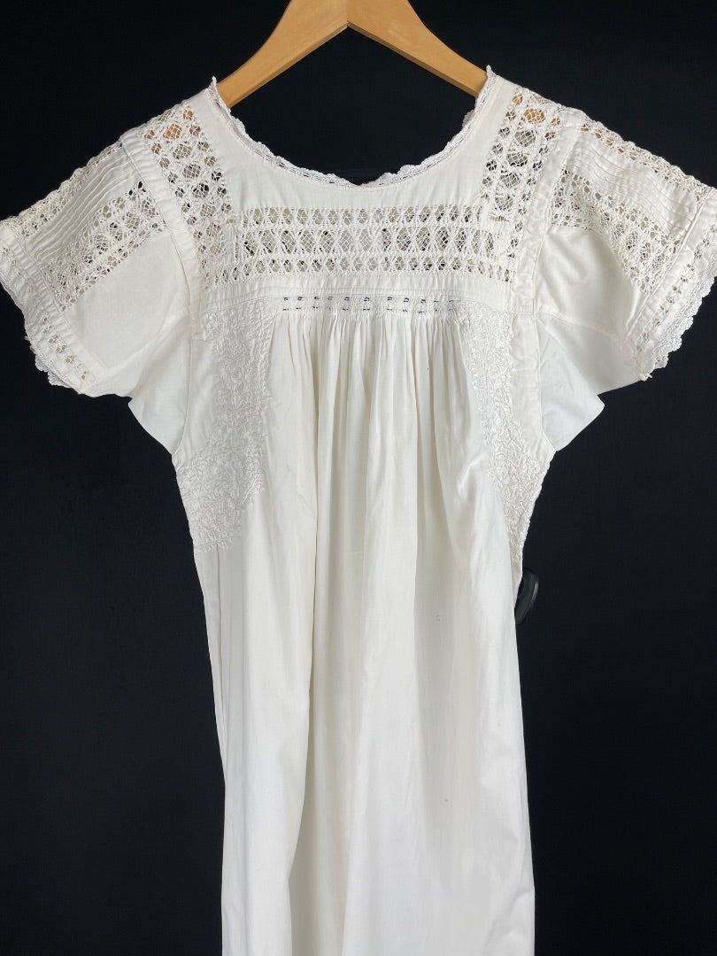 Vestido Manga Corta Blanco Talle M