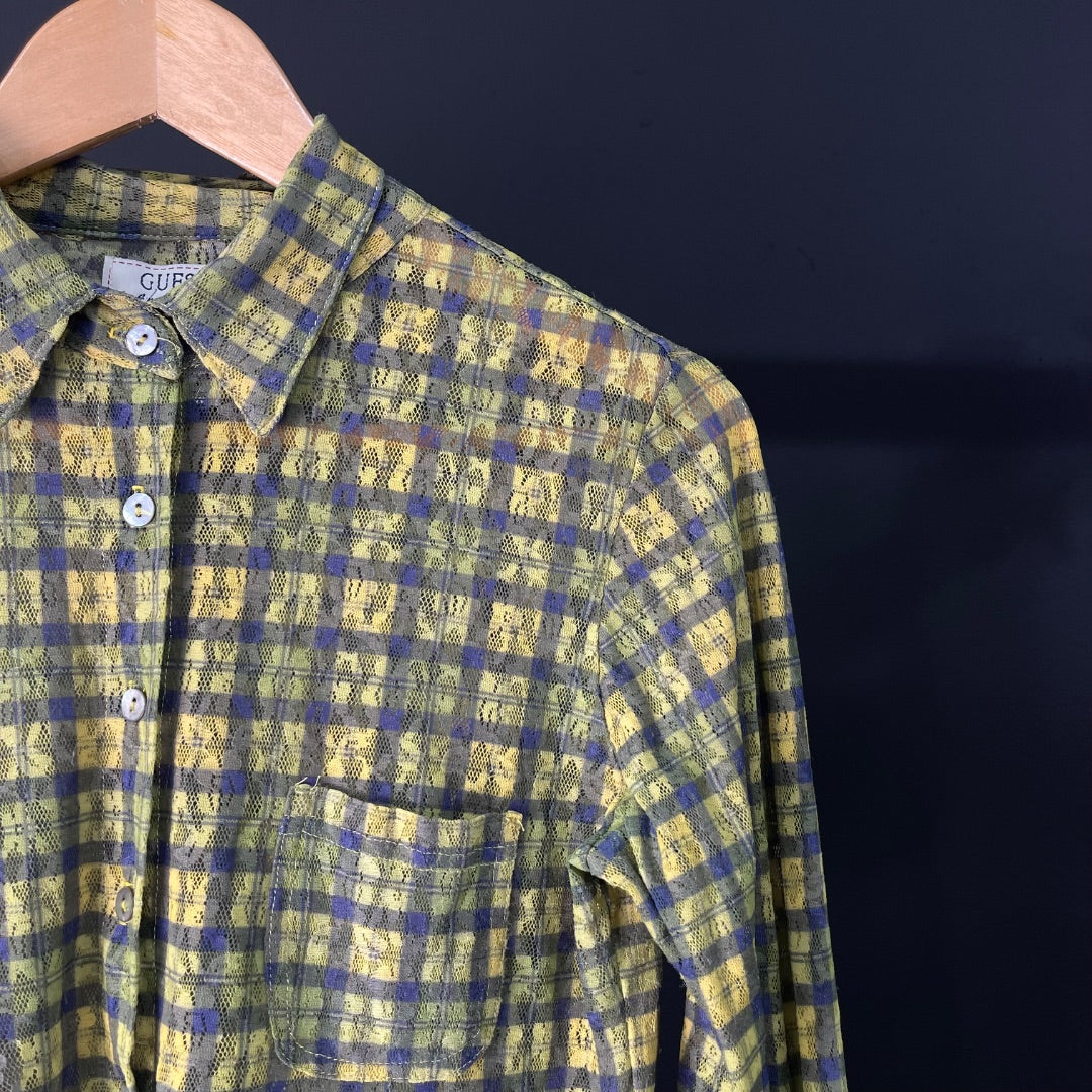 GUESS Camisa Manga Larga Varios Cuadros Talle L