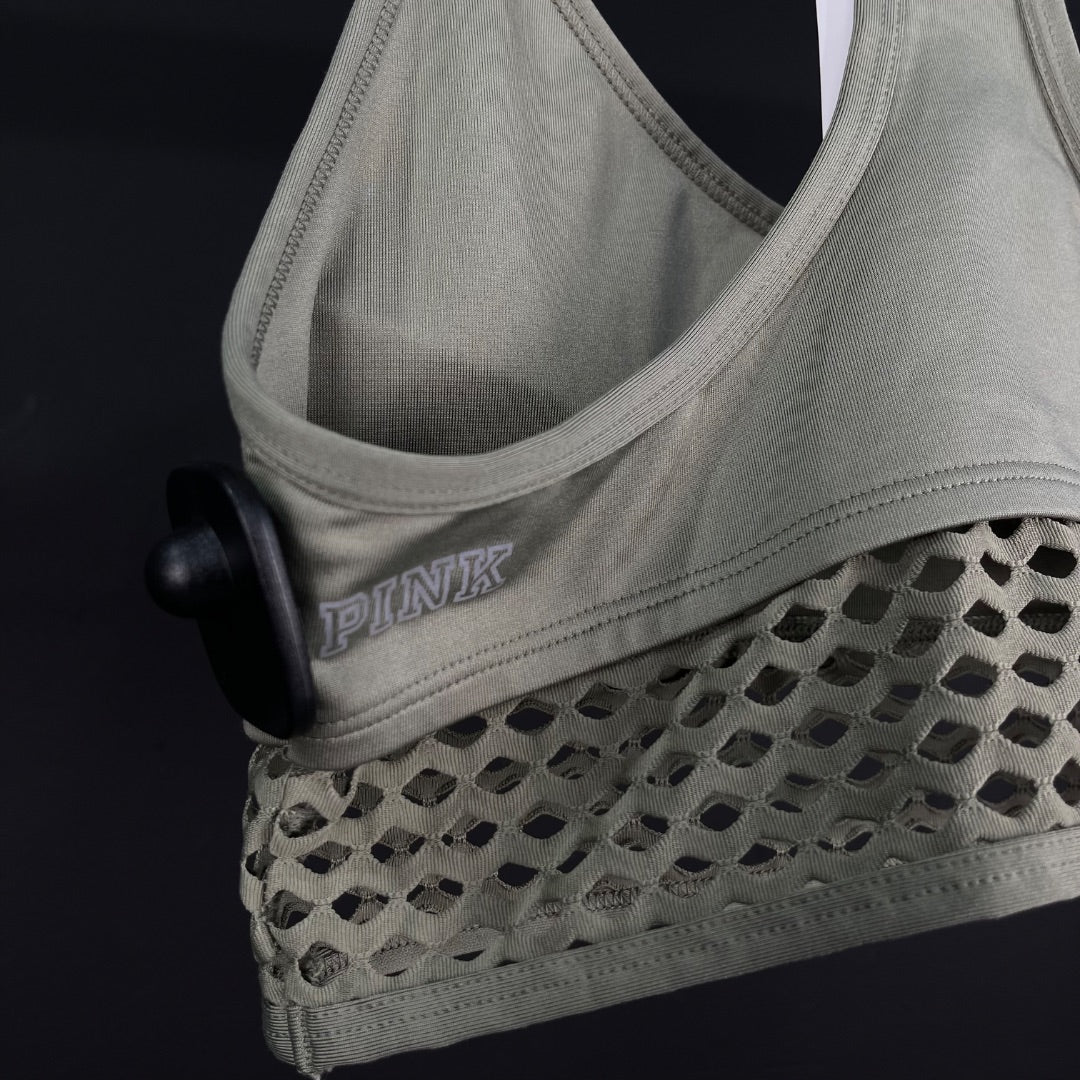 PINK Top Deportivo Varios Blanco y Verde Talle M