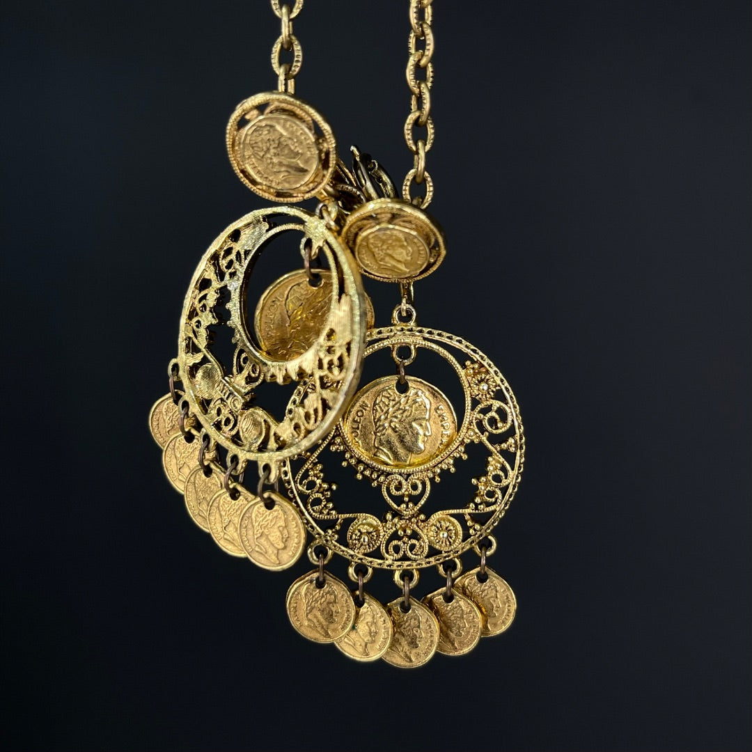 SIN MARCA Collar + Aros Dorado Talle Unico