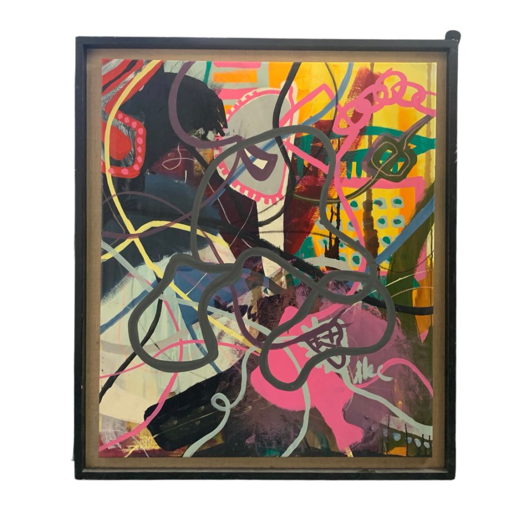 Arte Sin Vidrio ALEC FRANCO Abstracto Multicolor Marco 99cm X 75cm Obra 100cm X 84cm