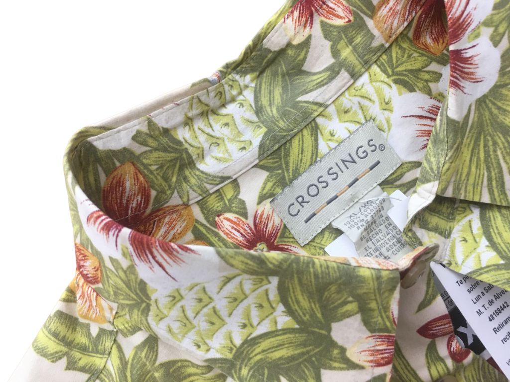 Camisa Manga Corta Sin Marca Floral Talle Xl