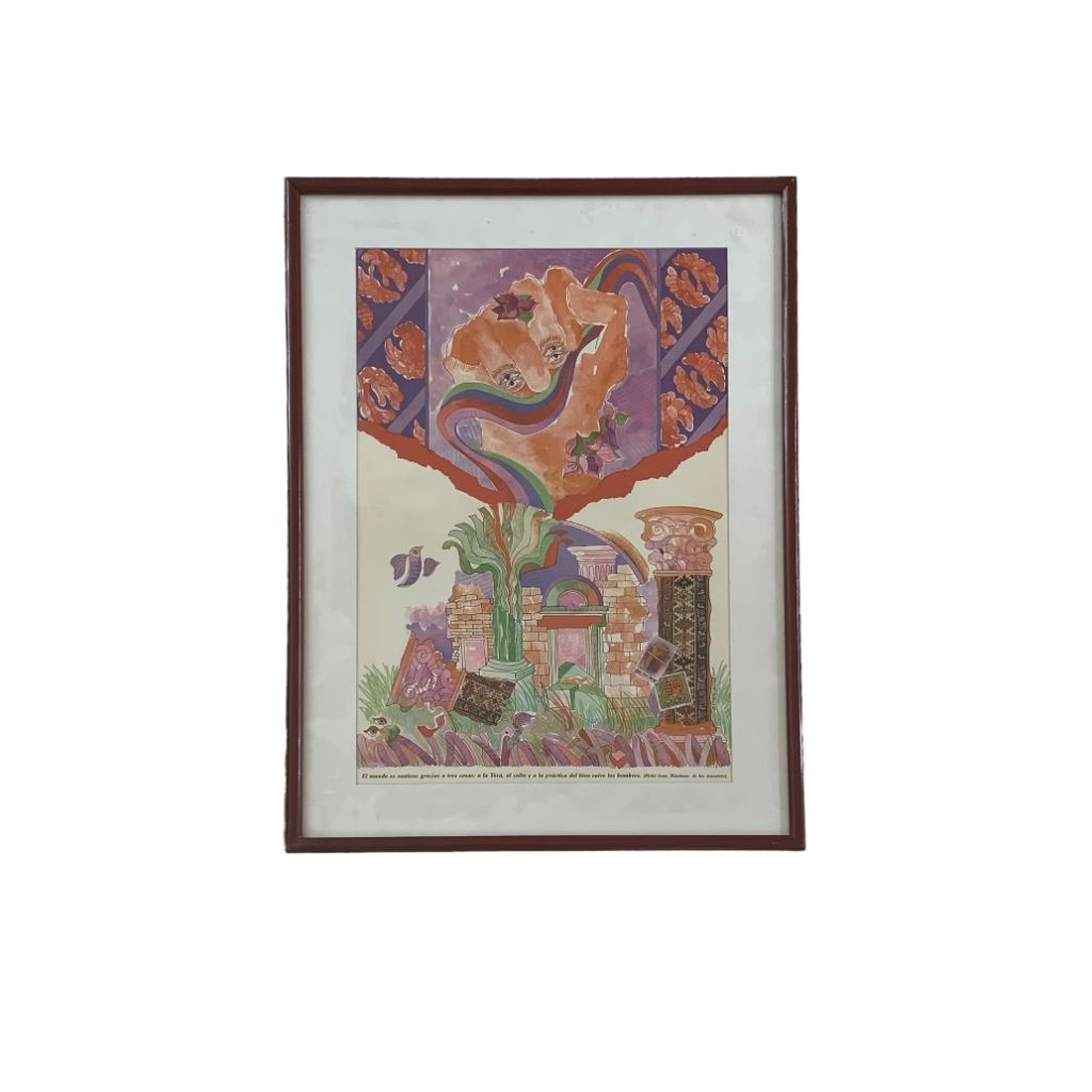 Arte Con Vidrio ANONIMO Estilo Figurativo Marco 60cm X 45cm Obra 48cm X 33cm