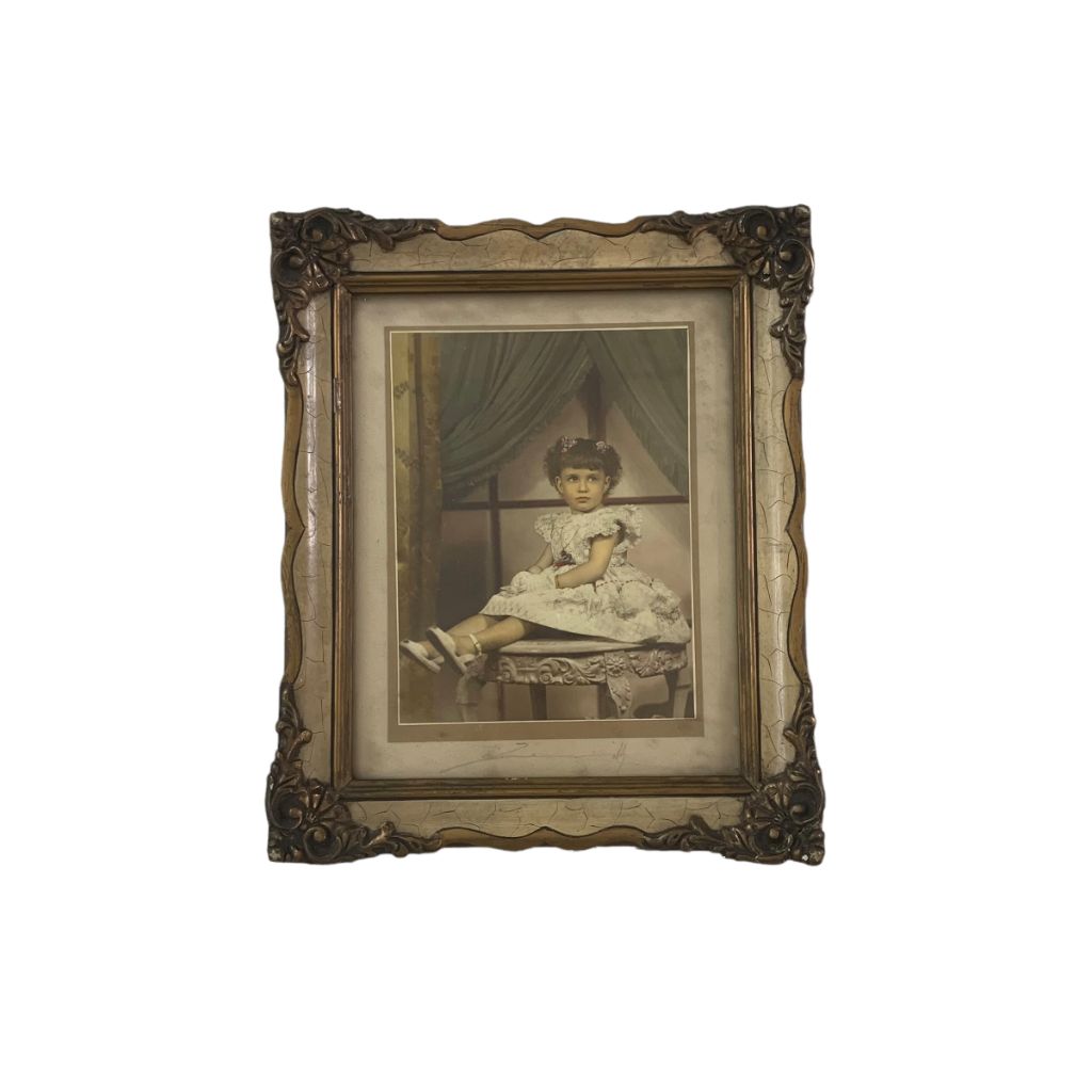 Arte Con Vidrio ANONIMO Estilo Retrato Marco 37cm X 30cm Obra 28,5 X 22,5cm