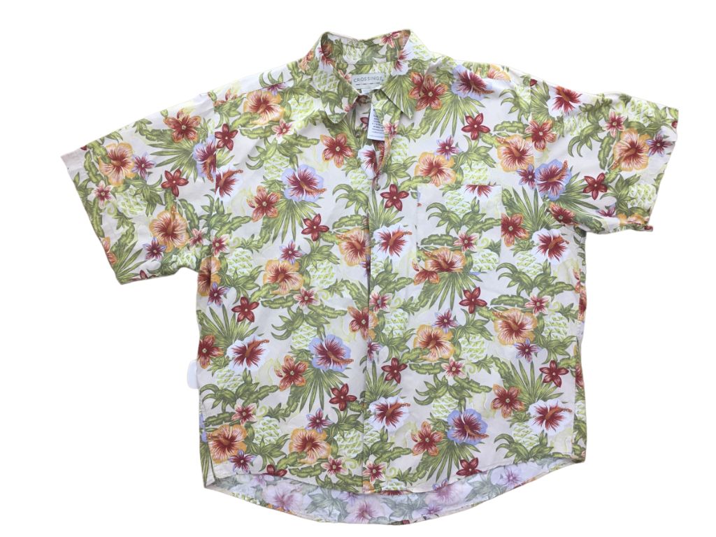 Camisa Manga Corta Sin Marca Floral Talle Xl