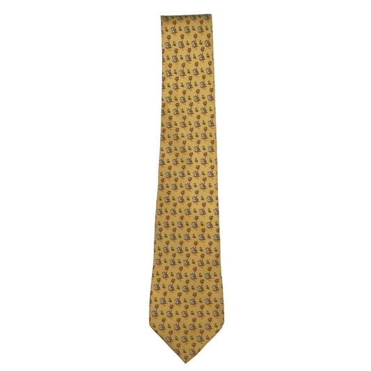 Corbata  FERRAGAMO  Color Amarillo Talle Unico
