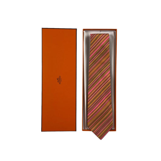 Corbata  HERMES  Color Varios Rayado Talle Unico