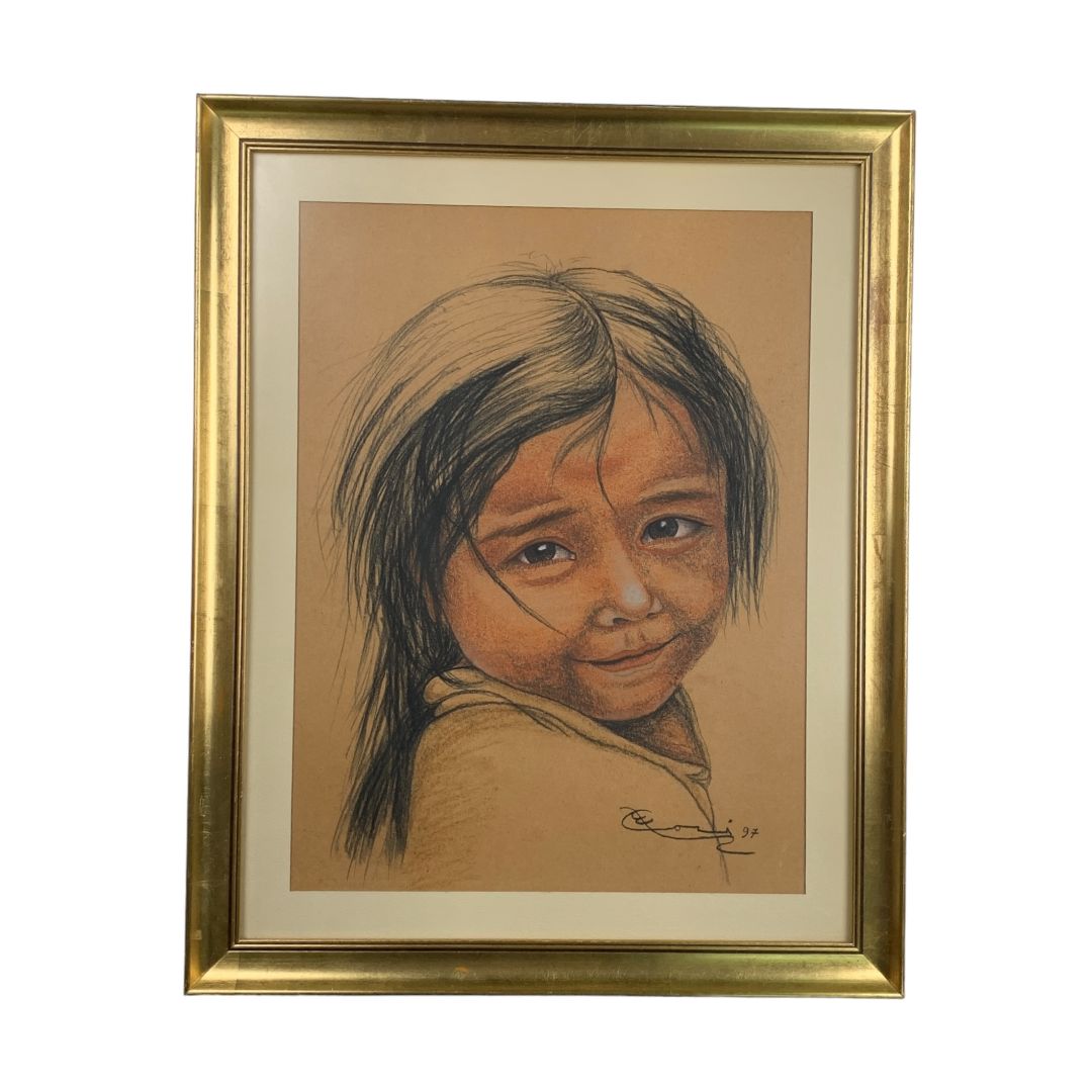 ANONIMO  Arte con Vidrio  Estilo Retrato  Medida 58cm X 47cm