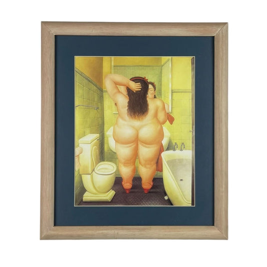 Arte con Vidrio  BOTERO  Estilo Retrato Marco 44 cm X 38 cm Obra 30 cm X 24 cm