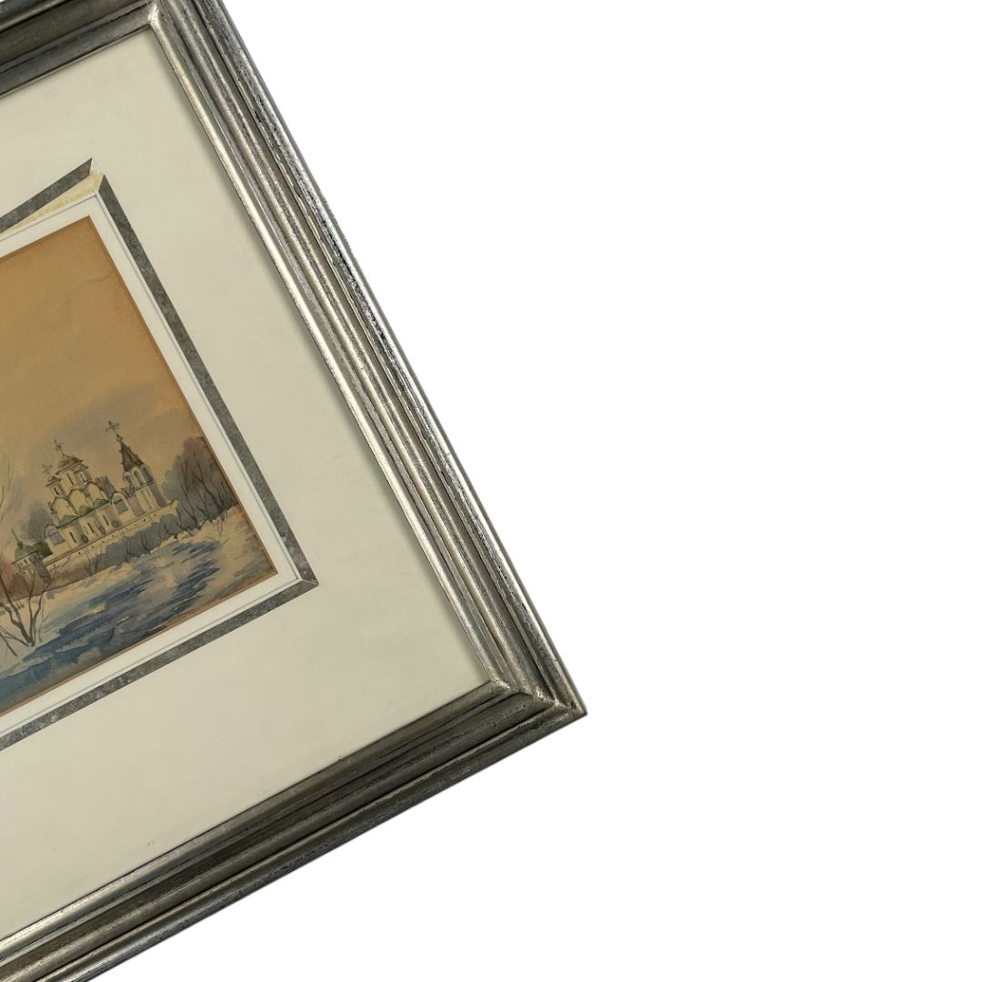 ANONIMO  Arte con Vidrio  Estilo Paisajismo  Marco 33 cm X 33 cm Obra 15 cm X 17 cm