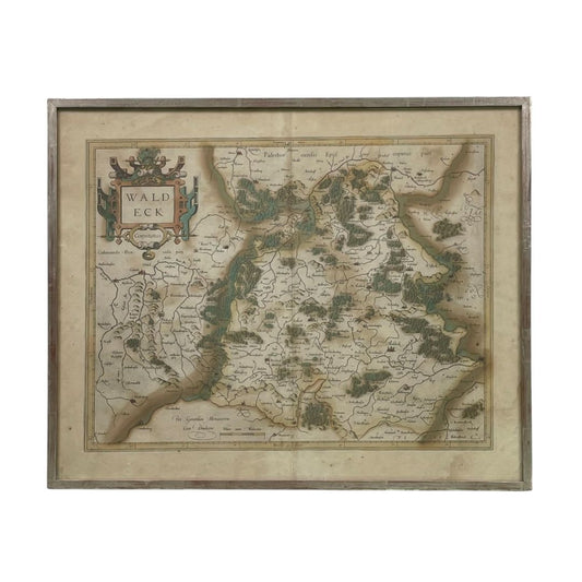Arte con Vidrio  ANONIMO  Estilo Cartografia Marco 44 cm X 44 cm Obra 42 cm X 52 cm