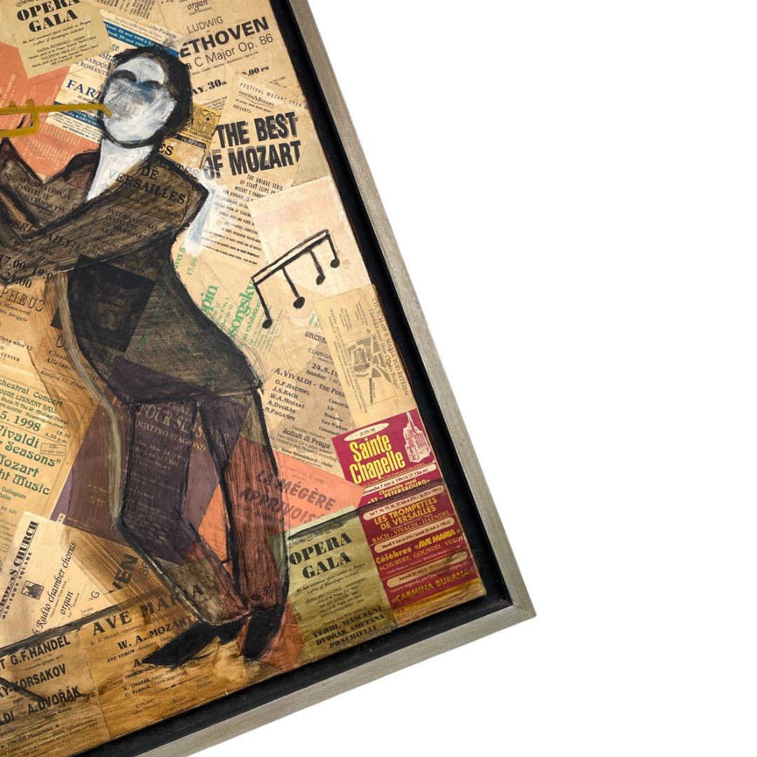 Arte sin Vidrio  ANONIMO  Estilo Collage Marco 110 cm X 87 Obra 100 cm X 76 cm